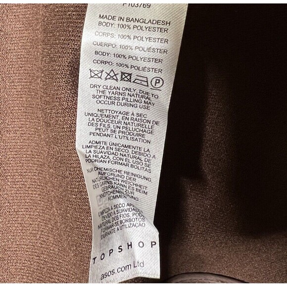 TOPSHOP Double Breasted Long Coat Chocolate Brown Unlined Women - Picture 5 of 13